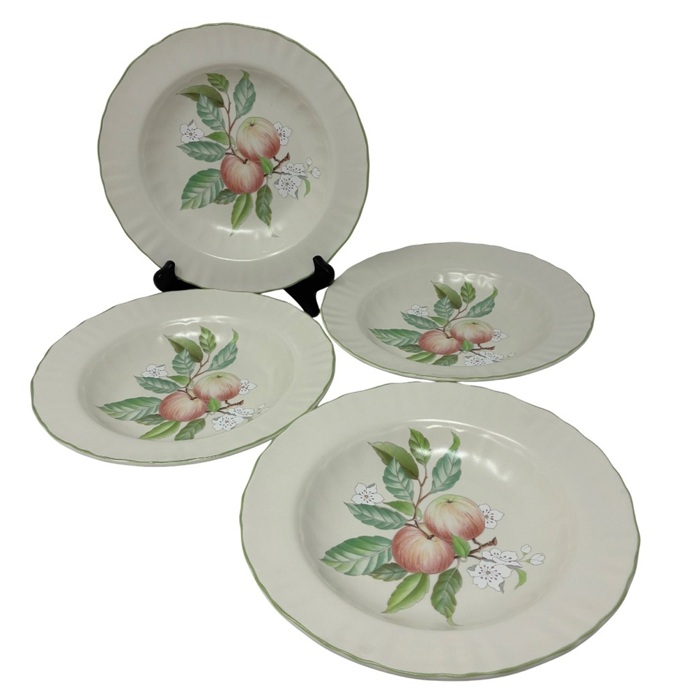 Mikasa Norfolk Large Rim Soup Bowls Country Classics Apple Center Cottagecore